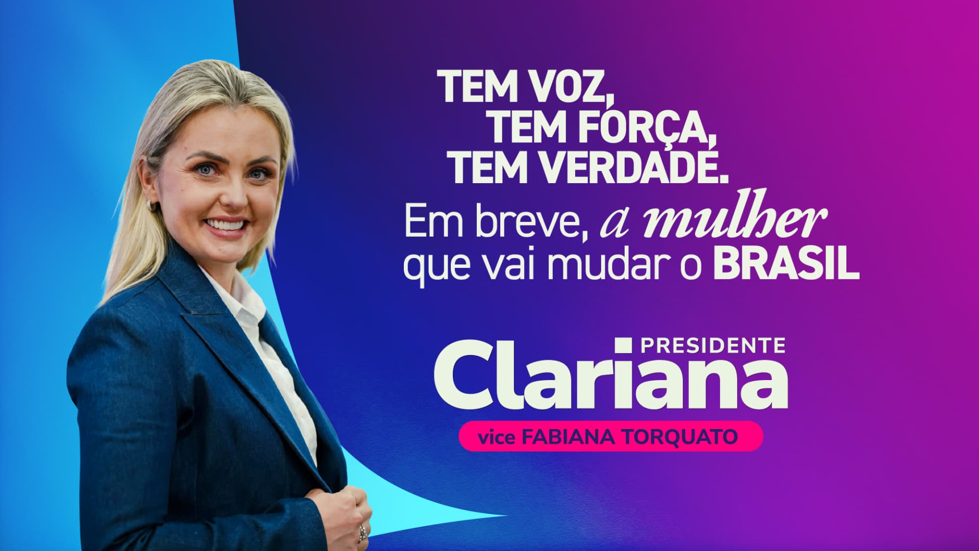 Clariana Barão, candidata à Presidência: tem voz, tem força, tem verdade. Em breve, a mulher que vai mudar o Brasil.
